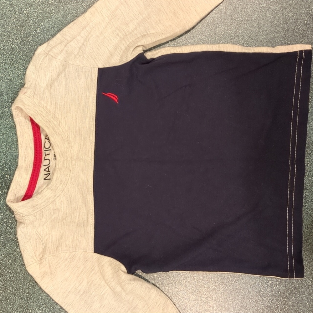 Nautica Navy Long Sleeve Tshirt w/ Light Gray Top size 24mths